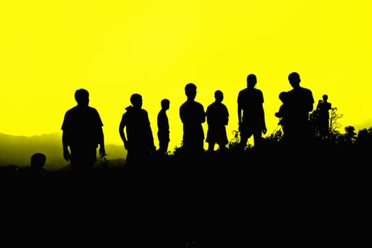 silhouettes on mountain in the national park