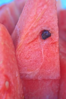 Close up  fresh slices  red watermelon