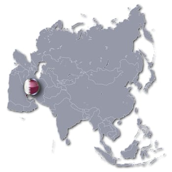 Map of Asia with Qatar