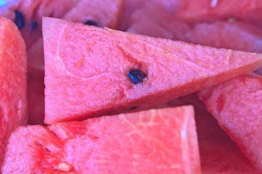 Close up  fresh slices  red watermelon