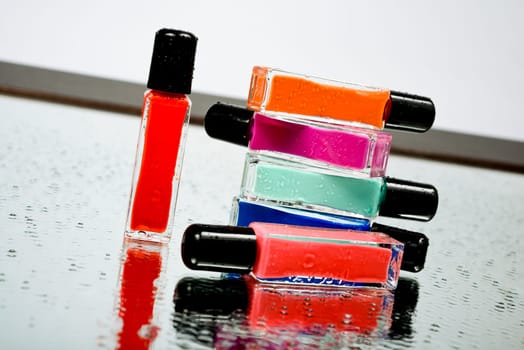 Nail Polish set. Manicure. Colorful Nail Polish Bottles