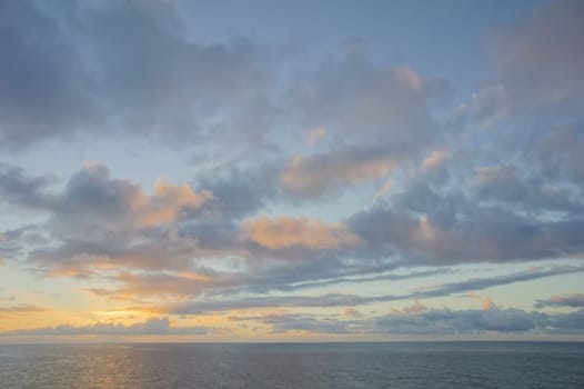 HDR Colred Sunrise Clouds over the Atlantic Ocean in Tenerife Canary Islands