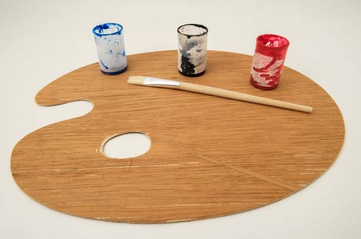 New Painting Wooden Palette on a White Background