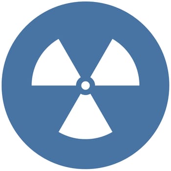 Nuclear radiation symbol on a blue background. Simple Flat design.