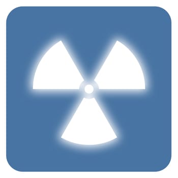 Nuclear radiation symbol on a blue background. Simple Flat design.