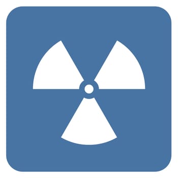 Nuclear radiation symbol on a blue background. Simple Flat design.