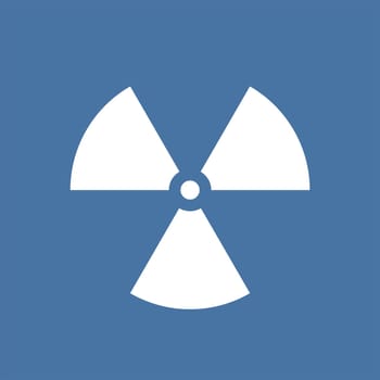 Nuclear radiation symbol on a blue background. Simple Flat design.
