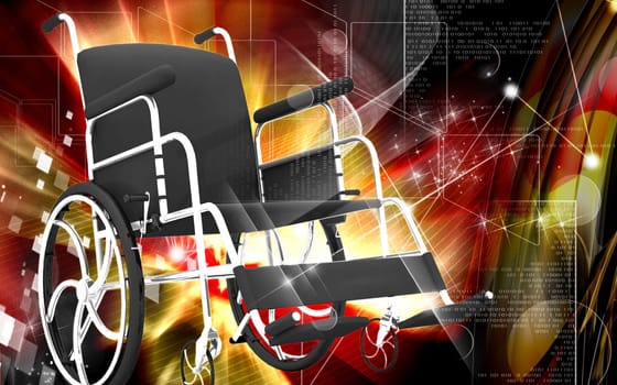Digital Illustration of wheel chair in colour background