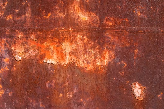 Metal weathered surface with old cracked paint layer as background