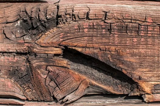 Old grunge weathered wooden railway wagon board closeup as background