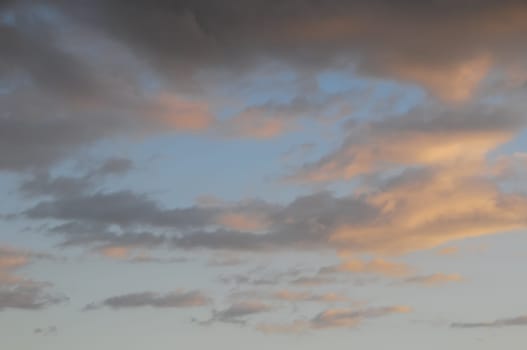 Colored Sunset Clouds Over the Atlantic Ocean in Tenerife South Spain