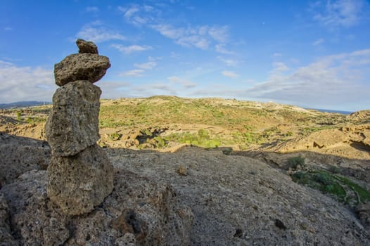 Buddist Volcanic Rocks Column in Tenerife Canary Islands Spain