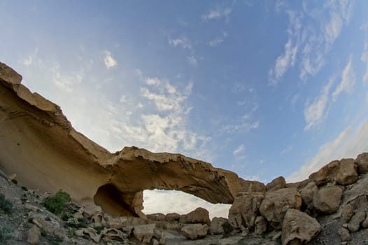 Volcanic Formation Natural Arch in the Desert Tenerife Canary Islands Spain