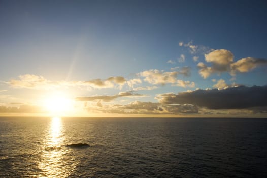 Colred Sunrise Clouds over the Atlantic Ocean in Tenerife Canary Islands