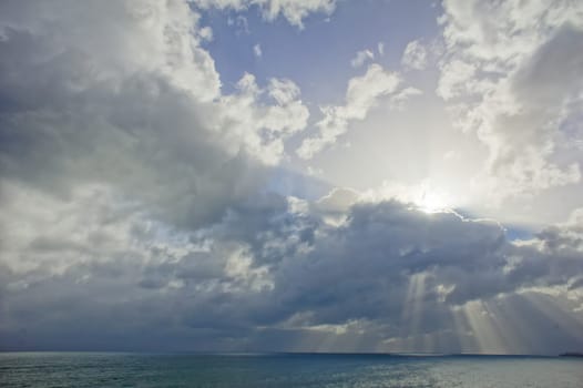HDR Colred Sunrise Clouds over the Atlantic Ocean in Tenerife Canary Islands