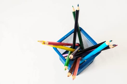 New Pencils Textured Set in Container box on a White Background