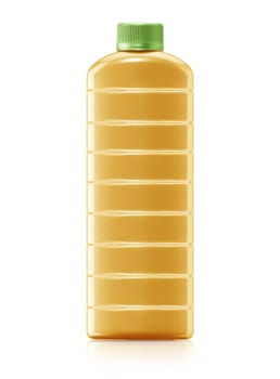 Orange juice in a plastic container jug on a white background.  (with clipping work path)