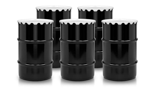 Oil and Petroleum Barrels on white isolated background.