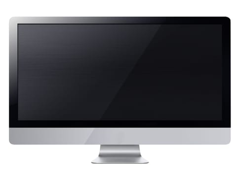 Black LCD tv screen hanging on a wall .  (with clipping work path)