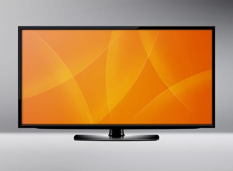 Black LCD tv screen hanging on a wall .  (with clipping work path)