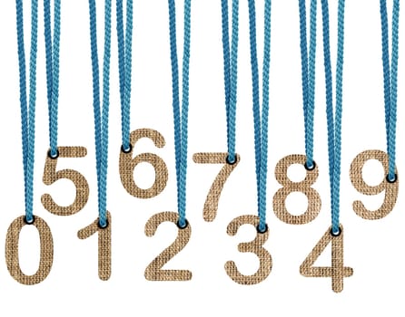 Letters hanging strings isolated on white background .  (with clipping work path)