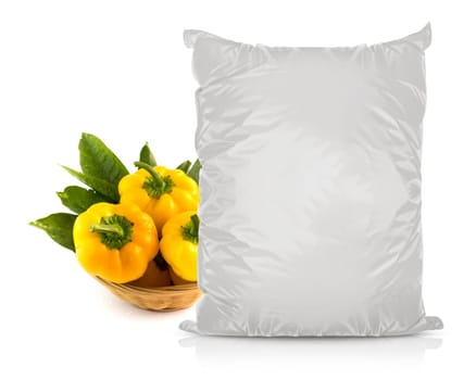 White Blank Foil Food Bag Packaging For Pepper, Spices, Sachet, Chips. Plastic Pack Template Ready For Your Design. (with clipping work path)