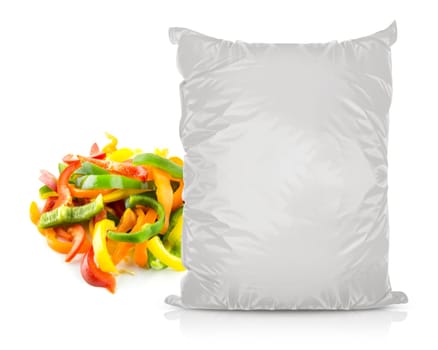 White Blank Foil Food Bag Packaging For Pepper, Spices, Sachet, Chips. Plastic Pack Template Ready For Your Design. (with clipping work path)