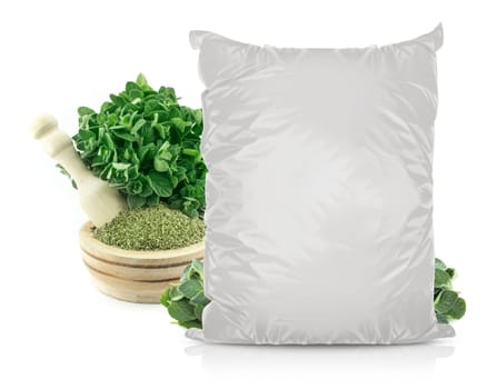 White Blank Foil Food Bag Packaging For Pepper, Spices, Sachet, Chips. Plastic Pack Template Ready For Your Design. (with clipping work path)