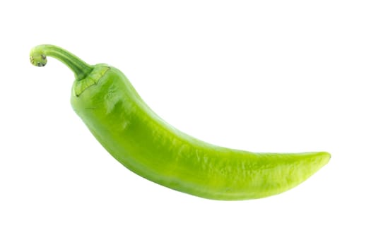 green hot chili pepper on a white background.  (with clipping work path)