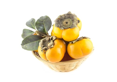 persimmon fruit isolated on white background.