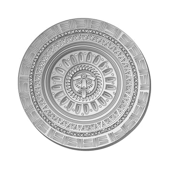 Mayan Sun stone symbol over white background
