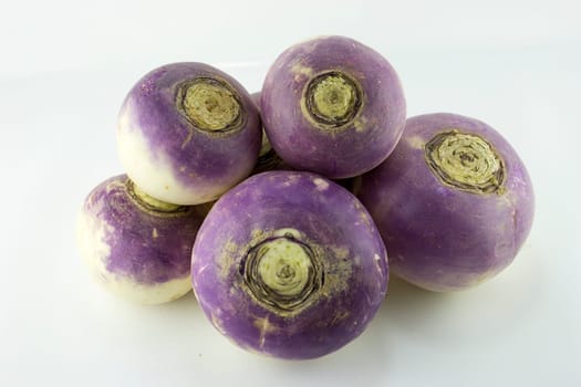 purple headed turnips on white background