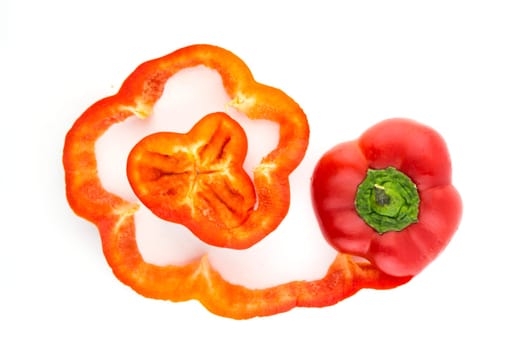 sweet red bell pepper on white background.