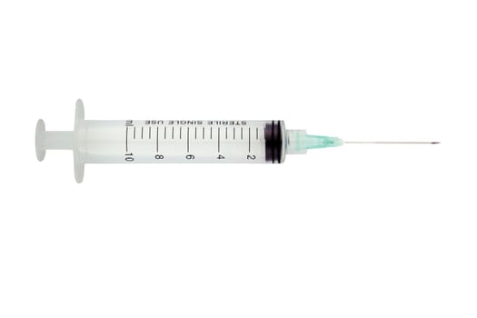 medical Syringe and needle isolated on a white background. (clipping work path included)