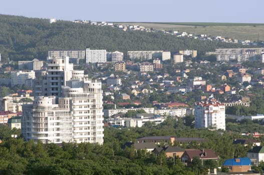 Aerial sight on Gelendzhik city. Black sea, Russia