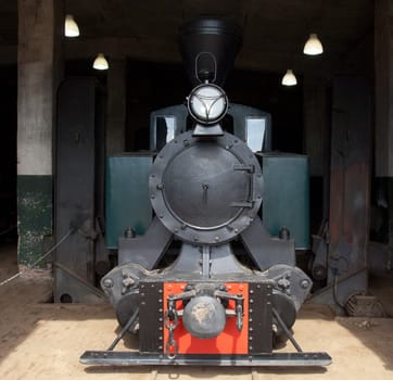 Steam old traineon nature background. Travel old concept