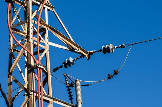 Energy Electricity Power Pylon on a Blue Sky