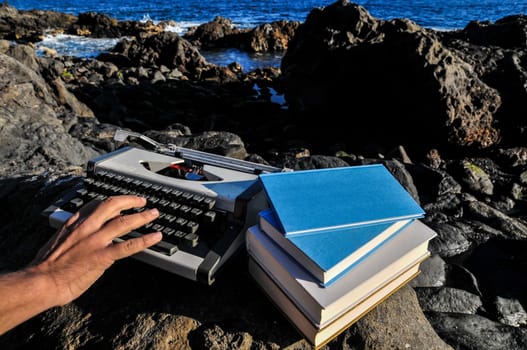 Old Ancient Vintage black and white Travel Typewriter