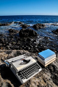 Old Ancient Vintage black and white Travel Typewriter
