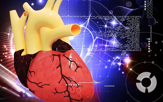 Digital illustration of heart in colour background