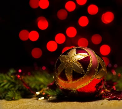 Christmas ornament with red lights