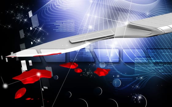 Digital illustration of Surgical knife in colour background