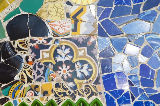 Tile mosaic wall in Barcelona (Catalunya, Spain)