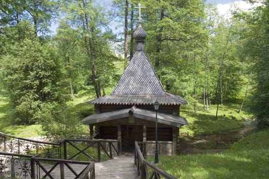 Font in the David`s sacred source in Talezh village. Moscow region, Russia