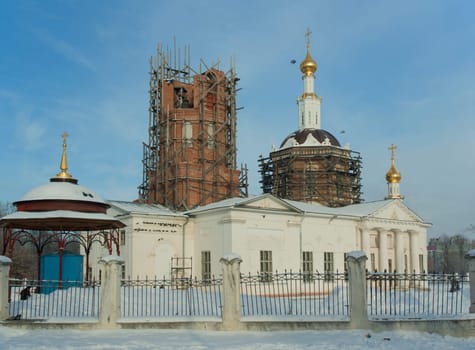 Bogojavlenija Gospodnja Cathedral in Oryol (or Orel) city in Russia. The administrative center of Oryol Oblast. It is located on the Oka River, approximately 360 kilometers (224 mi) south-south-west of Moscow. Russia