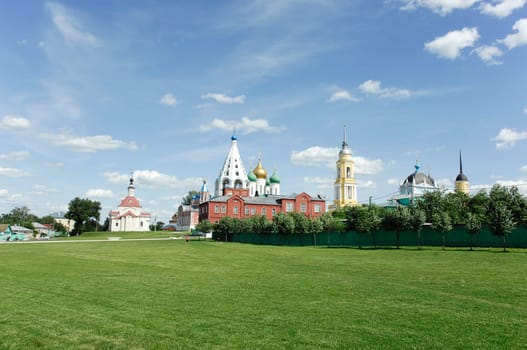 Historical center of the town Kolomna. Big field and a lot of churches shows the marvelous orthodox power of Russia