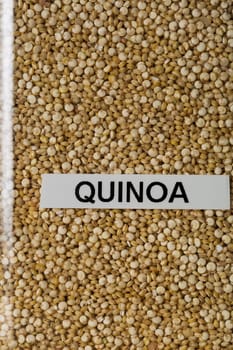Quinoa in container with label