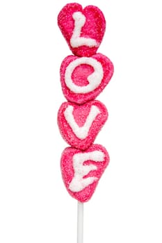 Love lolly made from marzipan, for Valentine's day