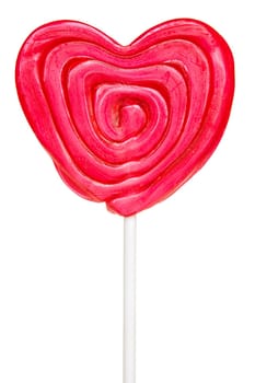 Valentines Day heart-shaped lollipop isolated on white