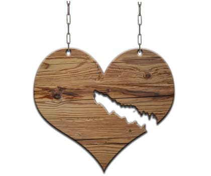 Wooden heart shield